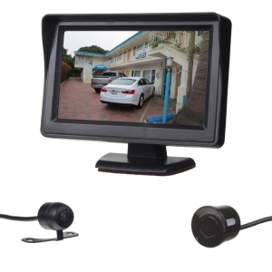 Parkovací asistent 12V - 4 senzorový s kamerou / 4,3&quot; LCD