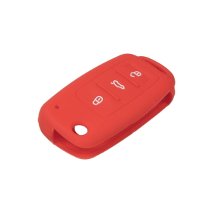 Silikonový obal pro klíč - Seat / Škoda / VW (3-tlačítkový) světle červený
