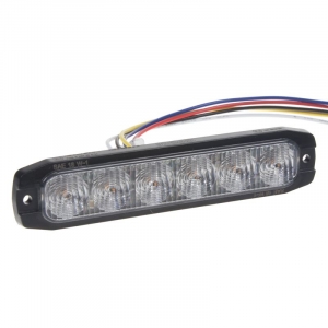 Výstražné LED světlo 12V/24V - 6 x 3W LED oranžové ECE R65 (119,5x25,5x7mm)