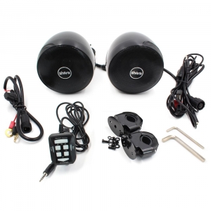 Reproduktory na motocykl, skútr, ATV - voděodolné s MP3, USB, AUX, BLUETOOTH, barva černá