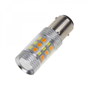 LED autožárovka BAY15d / 12V - Dualcolor bílá-oranžová / 42x 2835SMD LED / dvouvláknová (2ks)