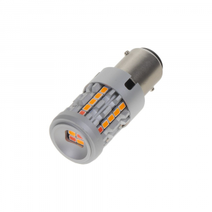 LED autožárovka BAY15D / 12-24V - dvouvlákno / oranžová-červená 26xSMD LED / CANBUS (2ks)