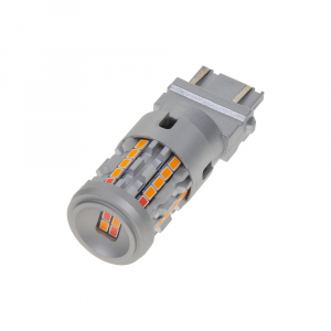 LED autožárovka T20 (3157) / 12-24V - oranžovo-červená 26xSMD LED CANBUS (2ks)