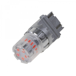 LED autožárovka T20 (3157) / 12V - červená 18x SMD LED 4014 + 5x SMD LED 3030 / dvouvláknová (2ks)