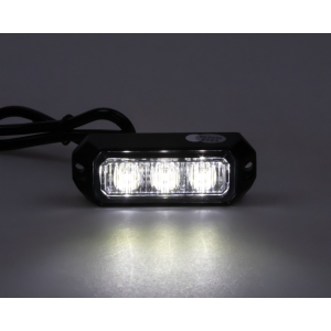 Výstražné LED světlo 12V / 24V - 3 x 3W LED bílý Predátor / ECER10 (80x28x19mm)