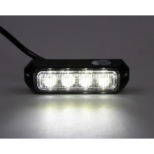 Výstražné LED světlo 12V / 24V - 4x3W LED bílý Predátor / ECER10 (95,5x28x21mm)
