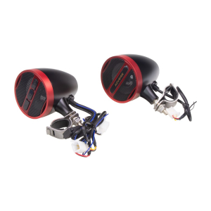 Reproduktory na motocykl, skútr, ATV - s USB, MP3, Bluetooth, FM tunerem / barva černo-červená